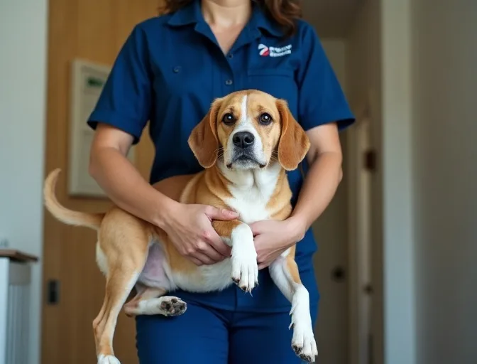 Technician respectfully transporting a deceased dog in Oak Park